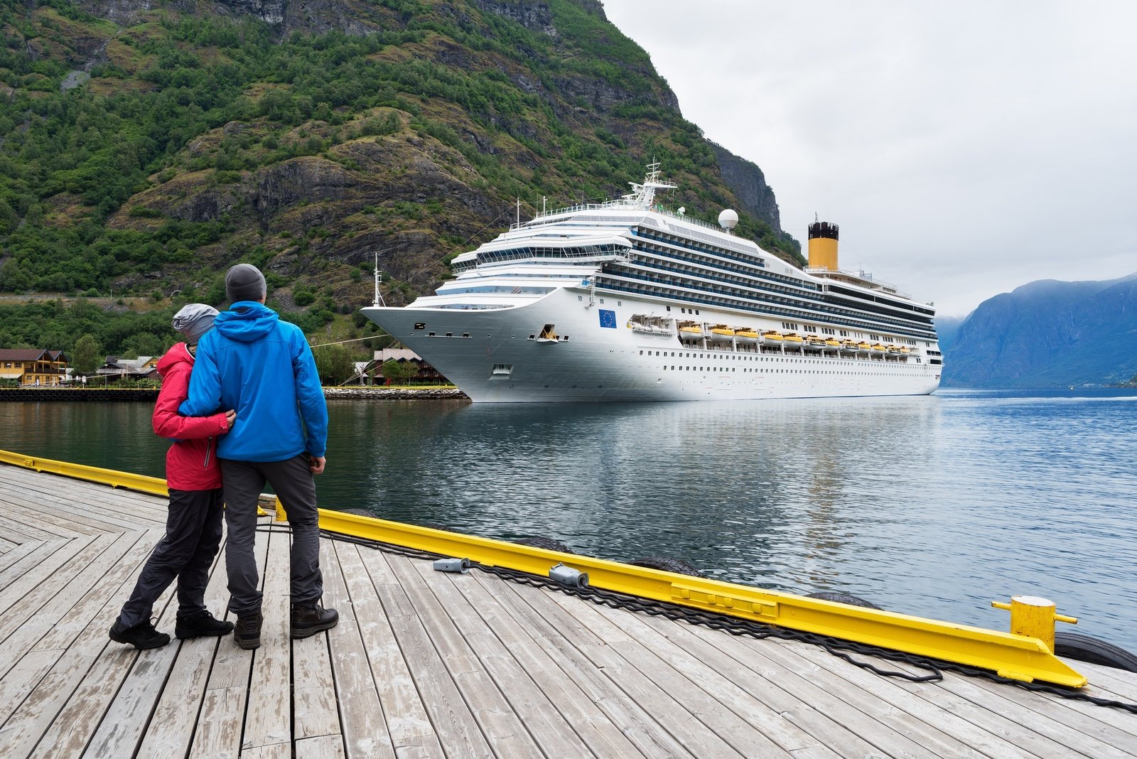 Cruise liner in the waters of Aurlandsfjord, Norway